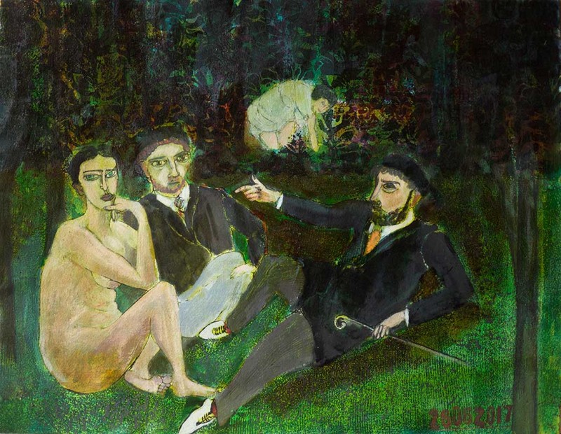 Le Déjeuner sur l’herbe XX, 2017, MT, 50 x 65 cm